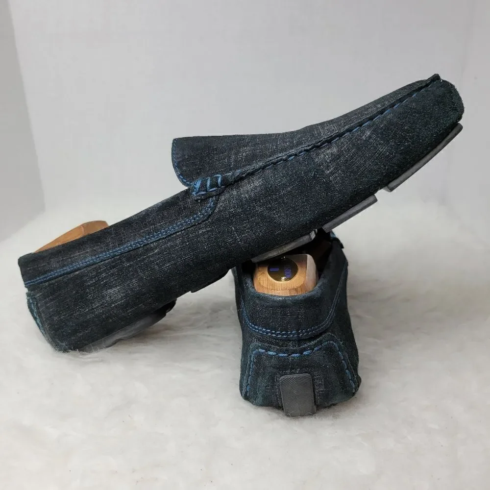 To Boot New York Men's Driving Loafer Blue Raffia  Leather Shoes Size 10 Stampe